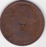 Marea Britanie 1 penny 1876 &ndash; Regina Victoria, contramarca in forma de coroana