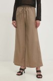 Answear Lab pantaloni din in culoarea bej, lat, high waist