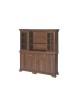 Set comoda living VM4, 4 usi, un sertar si vitrina suprapozabila VMN5, 2 usi, 2 polite, Pal melaminat, cu insertii MDF, Nuc