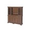 Set comoda living VM4, 4 usi, un sertar si vitrina suprapozabila VMN5, 2 usi, 2 polite, Pal melaminat, cu insertii MDF, Nuc