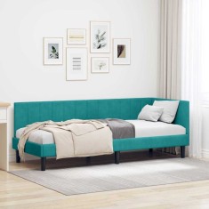 vidaXL Cadru de pat colțar cu headboard Turcoaz 80 x 200 cm Catifea 42016336