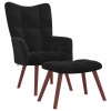 VidaXL Scaun de relaxare cu taburet, negru, catifea