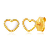 Cumpara ieftin Cercei din aur galben de 14K &icirc;n formă de inimă cu perle naturale