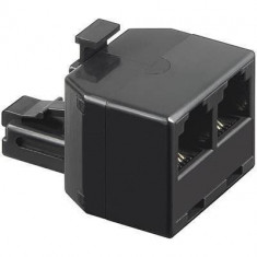 Adaptor RJ11 tata la 2x RJ11 mama negru Goobay