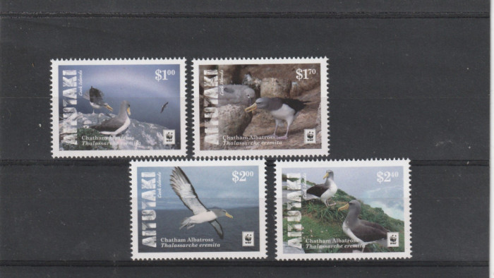 Aitutaki 2016- Fauna,WWF,Pasari,serie 4 valori cu bordura alba,MNH,Mi.962-965