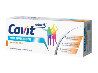 Cavit Adulti Multivitamine Aroma de Caise 20 comprimate masticabile Biofarm foto