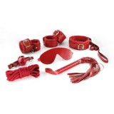 Seturi de bondage usor - Crushious Stapani si Servitoare BDSM Set Bondage 8 Piese Captusite Rosu Experimenteaza Partea Senzoriala a Sexului