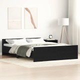 VidaXL Cadru pat fără saltea, stejar negru, 135x190 cm, lemn prelucrat
