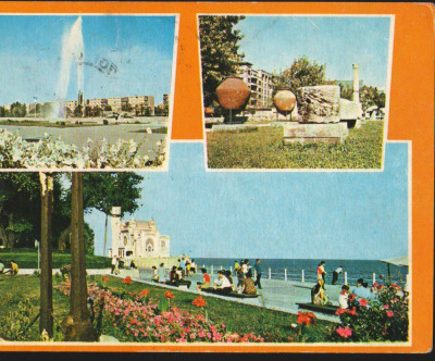 CPI B13182 CARTE POSTALA - CONSTANTA. FANTANA ARTEZIANA, PARC ARHEOLOGIC, CAZINO foto