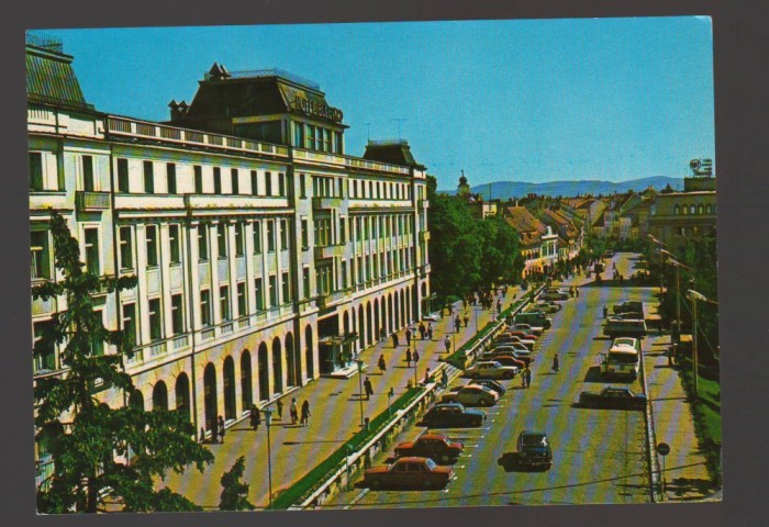 CPIB 23631 CARTE POSTALA - SIBIU. HOTEL &quot;BULEVARD&quot;, AUTOTURISM, CIRCULATA, 1974, STAMPILE, TIMBRU