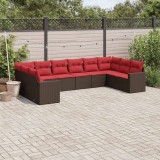 vidaXL Set canapele de grădină cu perne, 10 piese, maro, poliratan