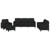 Set de canapele cu perne, 4 piese, negru, piele ecologica