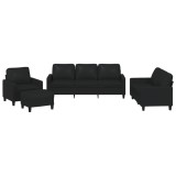 Cumpara ieftin Set de canapele cu perne, 4 piese, negru, piele ecologica