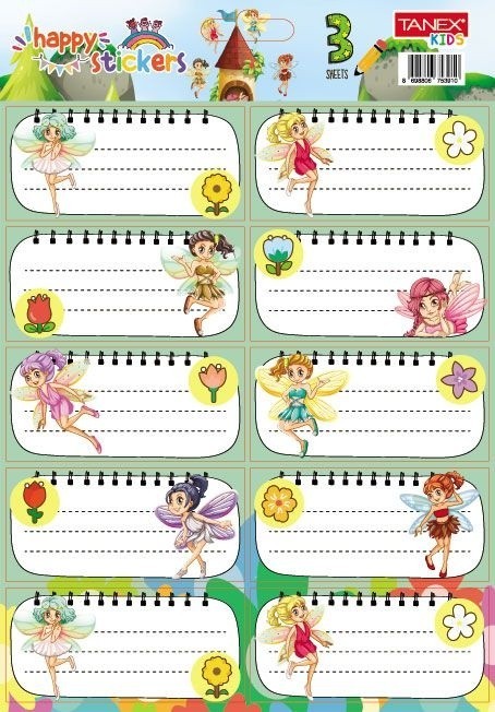 Set etichete școlare Tanex tls-819, Fairies. 30 buc/set