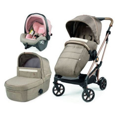 Carucior 3 in 1 Peg Perego Vivace, SLK, 0 - 22 kg, Mon Amour, Bej / Roz