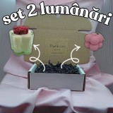 Cumpara ieftin Set 2 lumanari parfumate , Floare rosie si Buline Ceara de cocos si soia 100% handmade