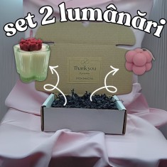 Set 2 lumanari parfumate - Floare rosie si Buline Ceara de cocos si soia 100% handmade