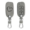 Husa Cheie Auto pentru VW / Skoda / Seat - 3 Butoane, Piele nabuc, Gri, 48571.06, Kwmobile