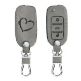 Husa Cheie Auto pentru VW / Skoda / Seat - 3 Butoane, Piele nabuc, Gri, 48571.06, Kwmobile