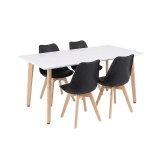 Set de sufragerie Silla 150 4+1, alb-negru