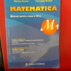 MATEMATICA CLASA A XII A , M1 - BURTEA -TERETICA SI VOCATIONALA .
