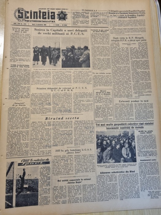 scanteia 9 octombrie 1956-art.orasul brasov,targu mures,suceava,petrosani,