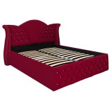 Pat Matrimonial Laura tapitat cu somiera rabatabila diverse dimensiuni, culoare Visiniu - 160x200