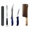 Set profesional de macelarie, fasonat, transat, degresat, dezosat, 2 cutite, suport magnetic, satar, masat pentru ascutit