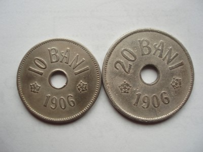 ROMANIA - SET 10 bani 1906 + 20 bani 1906 , CAROL I, L14.81 foto