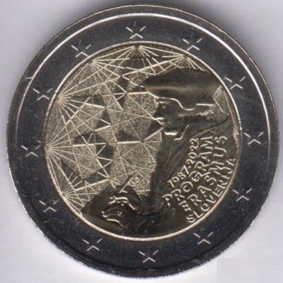 SLOVENIA moneda 2 euro comemorativ 2022_Erasmus, UNC foto