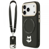 Husa MagSafe pentru Apple iPhone 17 Pro Max, Karl Lagerfeld, Big Strap Choupette Metal Logo, Neagra