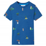 Tricou pentru copii, albastru &icirc;nchis melanj, 104 GartenMobel Dekor, vidaXL