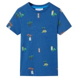 Tricou pentru copii, albastru &icirc;nchis melanj, 104, vidaXL