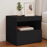 vidaXL Noptiere cu lumini LED, 2 buc., negru, 50x40x45 cm