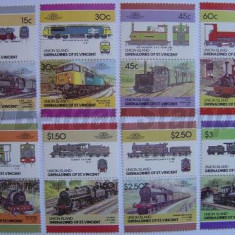 UNION ISLAND/GRENADINES, LOCOMOTIVE - SERIE COMPLETĂ MNH