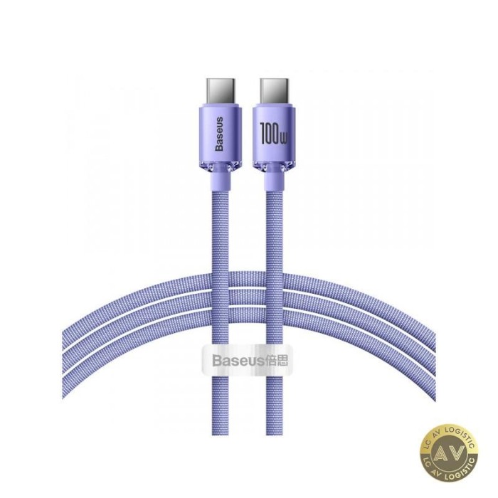 Cablu Date si Incarcare USB-C - USB-C Baseus Crystal Shine Series 100W 1.2m Mov CAJY000605
