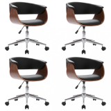 Scaune de bucatarie pivotante, 4 buc., negru, piele ecologica