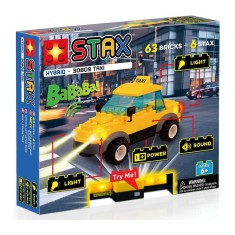 Set constructie pentru copii, Masina taxi cu lumini si sunete Stax, 63 piese de constructie si 6 STAX, +6 ani
