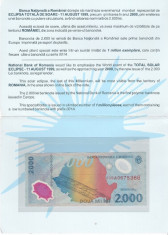 ROMANIA - FOLDER BANCNOTA ECLIPSA - 2000(2 000) LEI foto