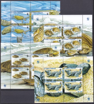 DB1 Fauna Broaste Testoase Sao Tome &amp;amp; Principe WWF 4 MS MNH foto
