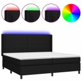 Cumpara ieftin Pat cu arcuri, saltea si LED, negru, 200x200 cm, textil