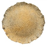 Platou Decorativ Crăciun, Plastic, Relief, Margini Asimetrice, Auriu, 40x3cm, Oem