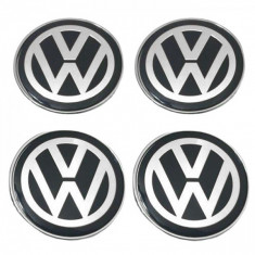 Set 4 Capace jante cu sigla Volkswagen, negru, 58mm foto