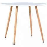Cumpara ieftin Masă de bucătărie, alb și stejar, 90 x 73,5 cm, MDF