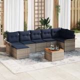 vidaXL Set de canapele pentru grădină 8 pcs Gri și albastru marin 3356029