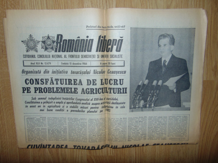 Ziarul Romania Libera 15 Decembrie 1984