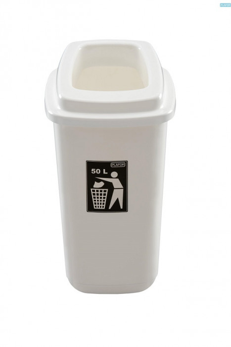 Cos Plastic, Capacitate 28l, Plafor Sort - Alb Cu Capac Alb