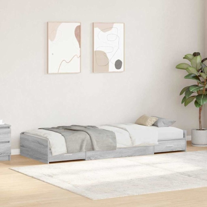Cadru de pat cu depozitare Gri Sonoma 80 x 200 cm Lemn compozit