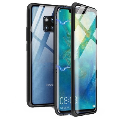 Husa Magnetic Glass 360&amp;deg; (sticla fata + spate) pentru Huawei Mate 20 Pro, Negru foto