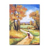 Tablou pictat manual, Pe meleaguri mioritice, 40x30cm ulei pe panza